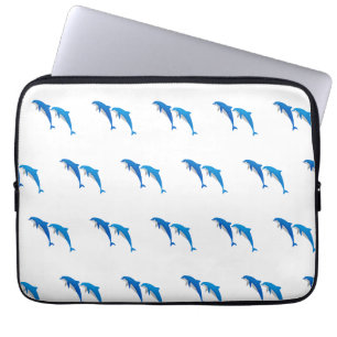 SUMMER, FUNNY GRAY EN BLUE DOLPHINS LAPTOP SLEEVE