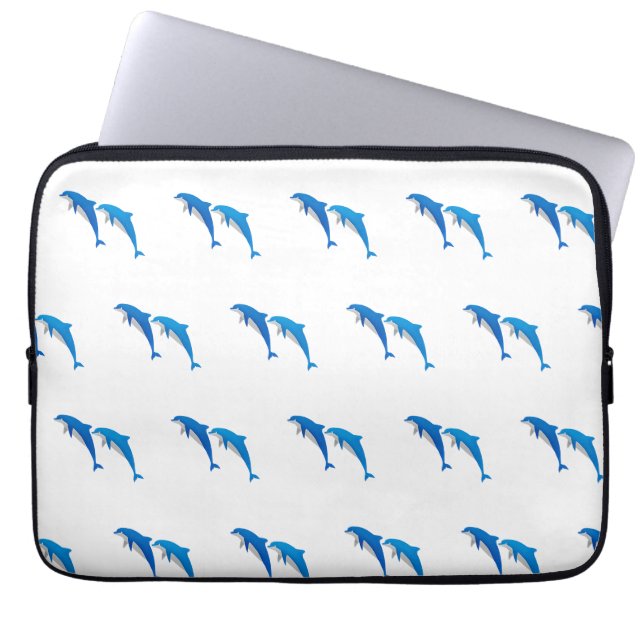 SUMMER, FUNNY GRAY EN BLUE DOLPHINS LAPTOP SLEEVE (Voorkant)