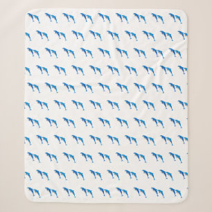 SUMMER, FUNNY GRAY EN BLUE DOLPHINS SHERPA DEKEN