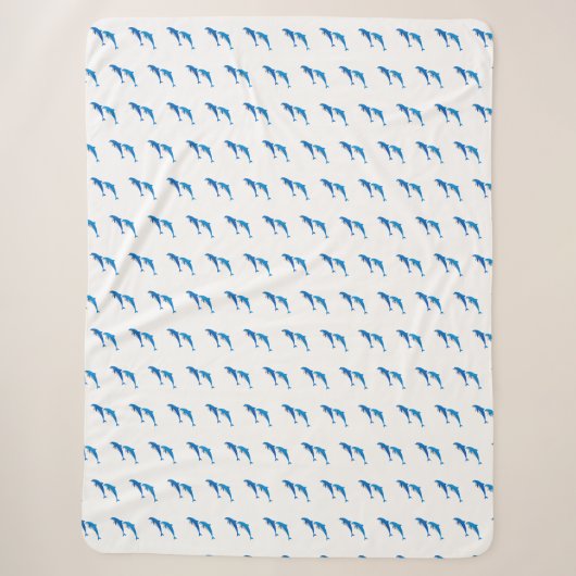 SUMMER, FUNNY GRAY EN BLUE DOLPHINS SHERPA DEKEN (Voorkant)