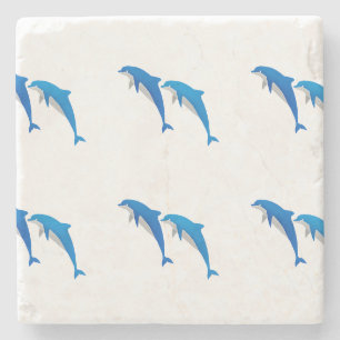 SUMMER, FUNNY GRAY EN BLUE DOLPHINS STENEN ONDERZETTER