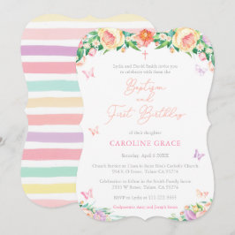 Summer Garden 1st Birthday Baptism Party for Girl Kaart