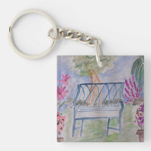 Summer Garden Bench Acrylic Sleutelhanger