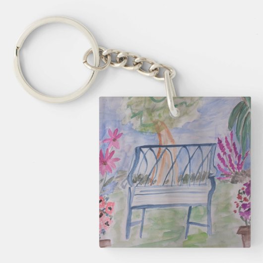 Summer Garden Bench Acrylic Sleutelhanger (voorkant)