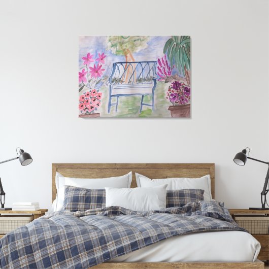 Summer Garden Bench Canvas Afdruk (Insitu (Slaapkamer))