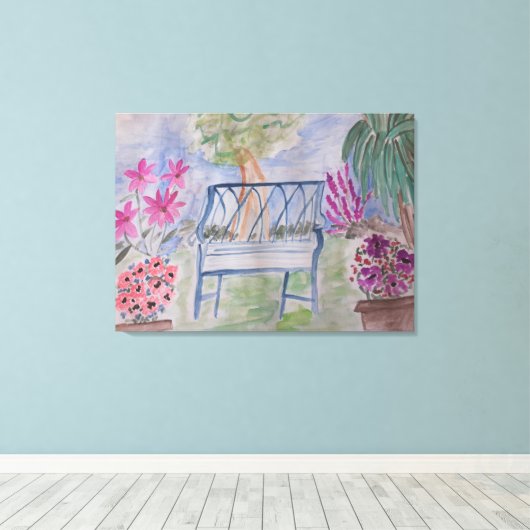 Summer Garden Bench Canvas Afdruk (Insitu (Houten vloer))
