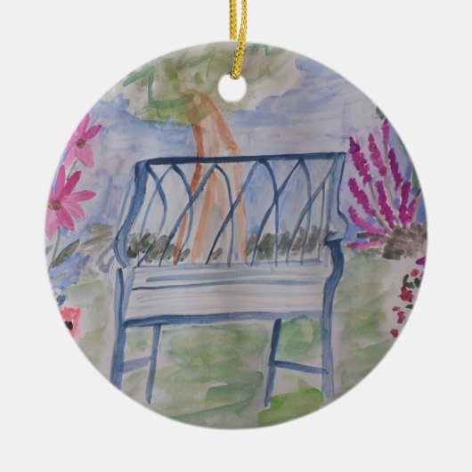Summer Garden Bench Ceramic Ornament (Voorkant)