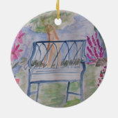 Summer Garden Bench Ceramic Ornament (Achterkant)
