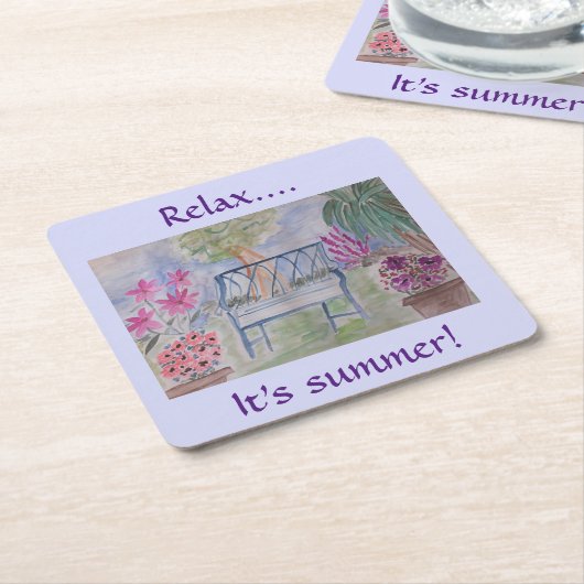 Summer Garden Bench Kartonnen Onderzetters (Schuin)