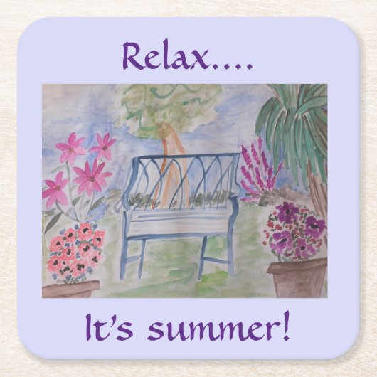 Summer Garden Bench Kartonnen Onderzetters (Voorkant)