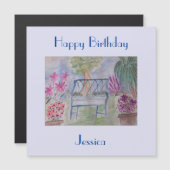 Summer Garden Bench Magnetic Birthday Kaart (Voorkant / Achterkant)