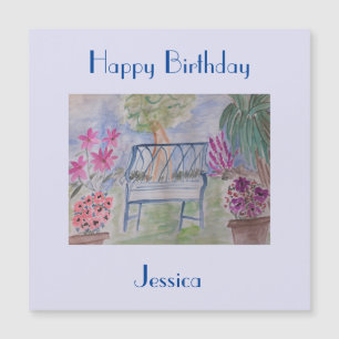 Summer Garden Bench Magnetic Birthday Kaart