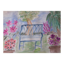 Summer Garden Bench Poster