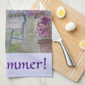 Summer Garden Bench Tea Towel Theedoek (Quarter Fold)