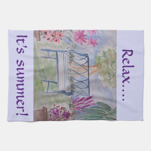 Summer Garden Bench Tea Towel Theedoek (Horizontaal)