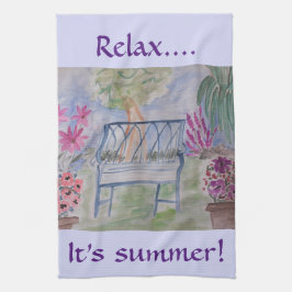 Summer Garden Bench Tea Towel Theedoek