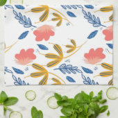 Summer Garden Blue Yellow Coral Florals Theedoek (Gevouwen)