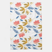 Summer Garden Blue Yellow Coral Florals Theedoek (Verticaal)