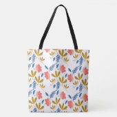 Summer Garden Blue Yellow Coral Florals Tote Bag (Voorkant)