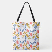 Summer Garden Blue Yellow Coral Florals Tote Bag (Achterkant)