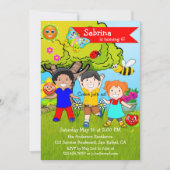 Summer Garden Children Birthday Party Invitation Kaart (Voorkant)