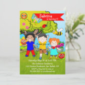 Summer Garden Children Birthday Party Invitation Kaart (Staand voorkant)