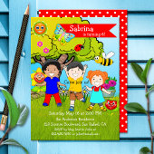 Summer Garden Children Birthday Party Invitation Kaart