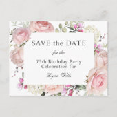 Summer Garden Floral 75th Verjaardag Save the Date Briefkaart (Voorkant)