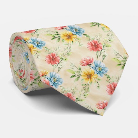 Summer Garden Floral Pattern Stropdas (Opgerold)