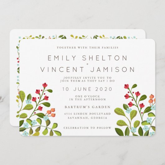 Summer Garden Floral Wedding Suite Uitnodiging (Voorkant / Achterkant)
