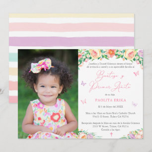 Summer Garden Latina Bautizo 1st Birthday Baptisme Kaart