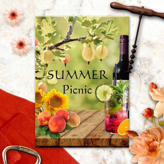 Summer Garden of Park Picnic Party Invitation Kaart