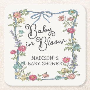 Summer Garden Party Bright Floral Baby shower Kartonnen Onderzetters