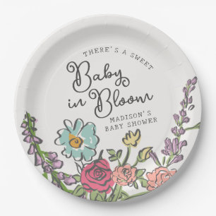 Summer Garden Party Bright Floral Baby shower Papieren Bordje