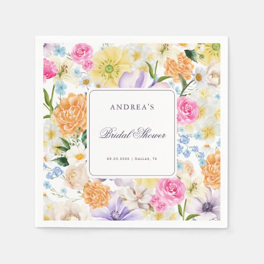 Summer Garden Party Bright Floral Vrijgezellenfees Servet (Voorkant)