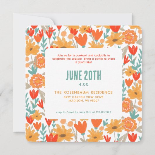 Summer Garden Party Invitation Kaart (Achterkant)