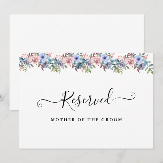 Summer Garden Watercolor Bloem reservatiebord Kaart (Voorkant / Achterkant)