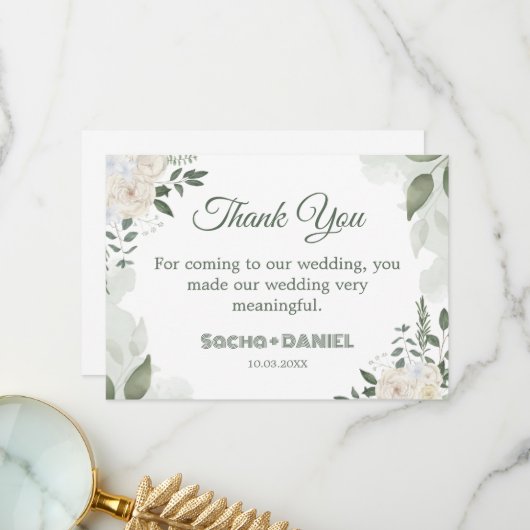 Summer Garden Waterverf floral Wedding Bedankkaart (Voorkant / Achterkant in situ)