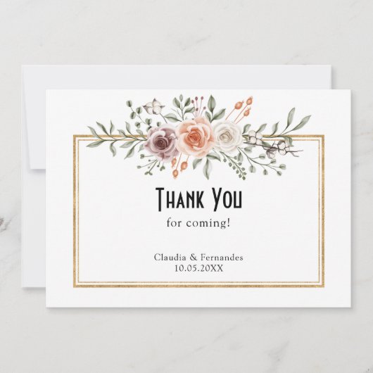 Summer Garden Waterverf floral Wedding Bedankkaart (Voorkant)