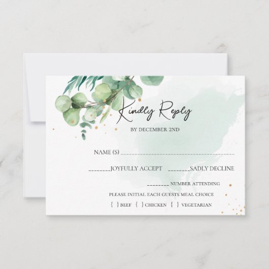 Summer Garden Waterverf floral Wedding RSVP Kaartje (Voorkant)