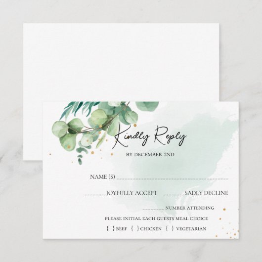 Summer Garden Waterverf floral Wedding RSVP Kaartje (Voorkant / Achterkant)