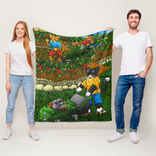 Summer Gardening Cats Fleece Deken