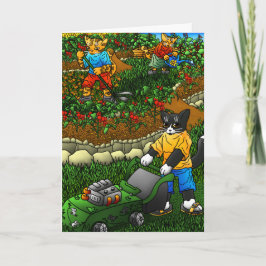 Summer Gardening Cats Kaart