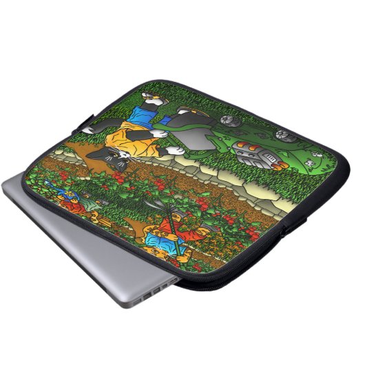 Summer Gardening Cats Laptop Sleeve (Voorkant onderkant)