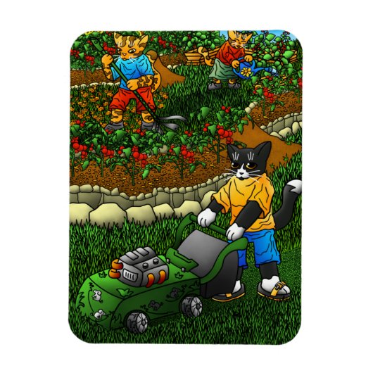 Summer Gardening Cats Magneet (Verticaal)