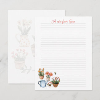 Summer Gardening Lined Personal Note Paper Notitiekaartje