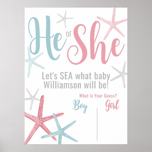 Summer Gender Reveal Party Vote Sign Poster (Voorkant)