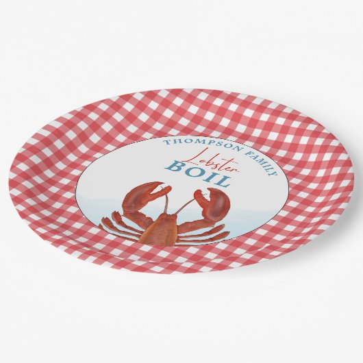 Summer Gingham Lobster Boil Seafood Whimsical Papieren Bordje (Gekanteld)
