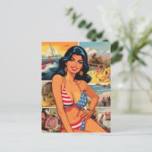  Summer Girl Comics Briefkaart (Staand voorkant)