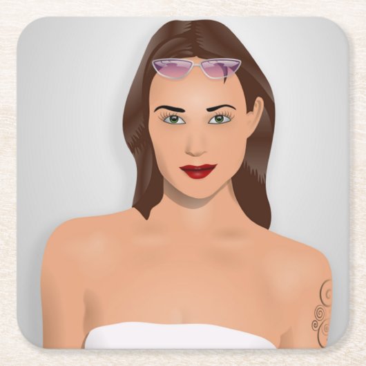 SUMMER GIRL KARTONNEN ONDERZETTERS (Voorkant)